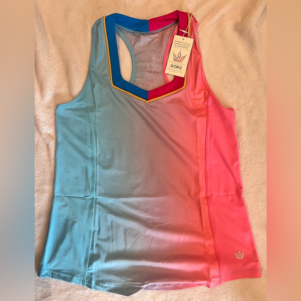 Blue and Pink Gradient Tank Top Athletic Style